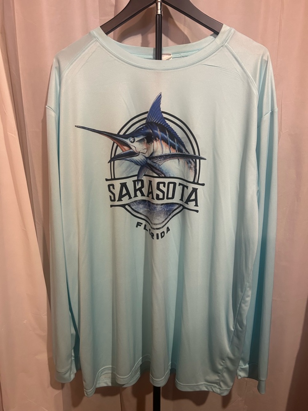 Sarasota Marlin Long Sleeve Performance Tee - Light Aqua Sun Protection UPF 50+